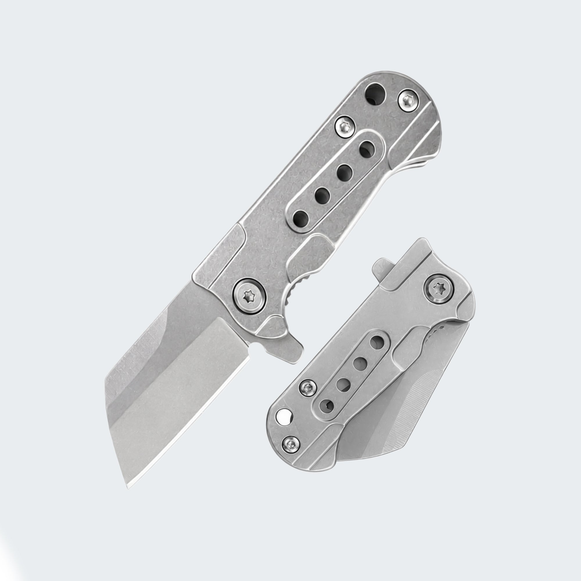 Bisonberg Mini Folding Cleaver Pocket Knife | Stainless Steel EDC Utility Knife for Camping, Hiking & Outdoor Use