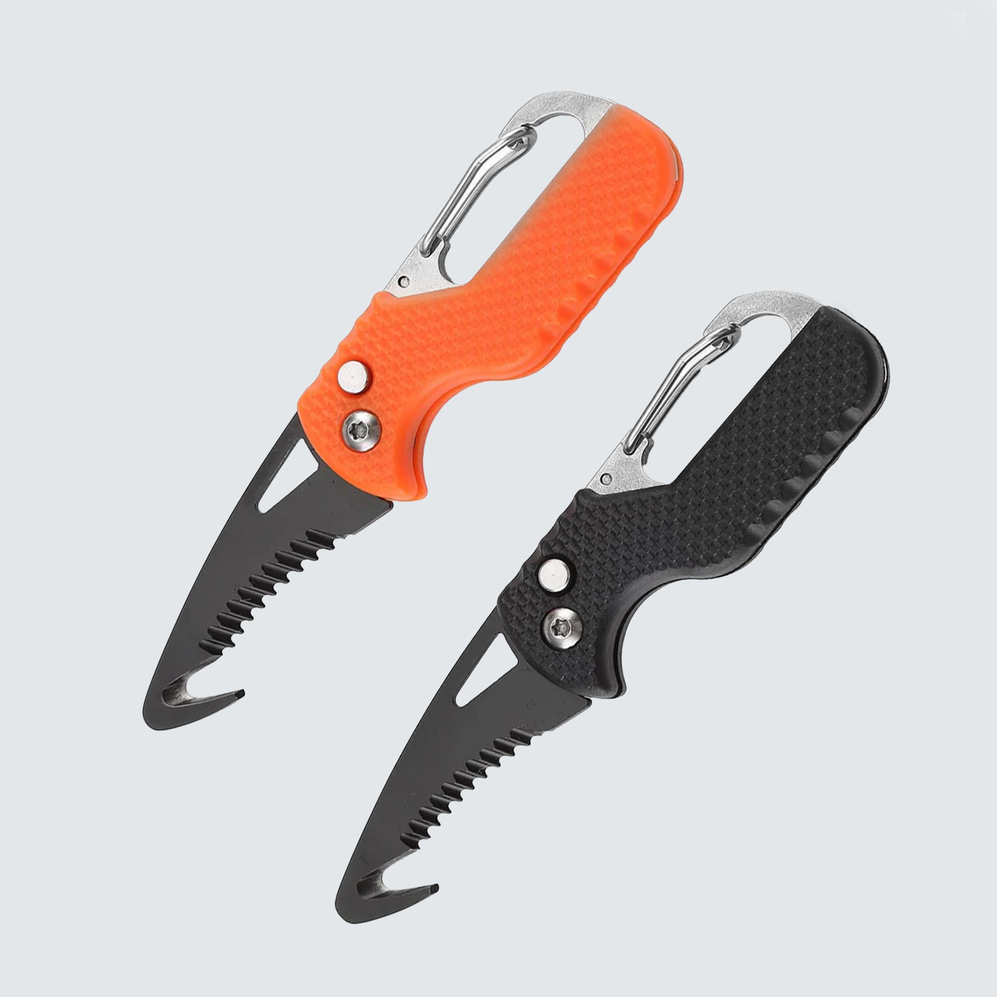 BISONBERG 2 Pack Mini Folding Keychain Knife with Box - Portable Rescue Knife, Orange and Black, 4.3 Inch