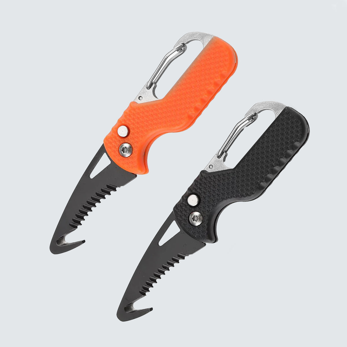 BISONBERG 2 Pack Mini Folding Keychain Knife with Box - Portable Rescue Knife, Orange and Black, 4.3 Inch