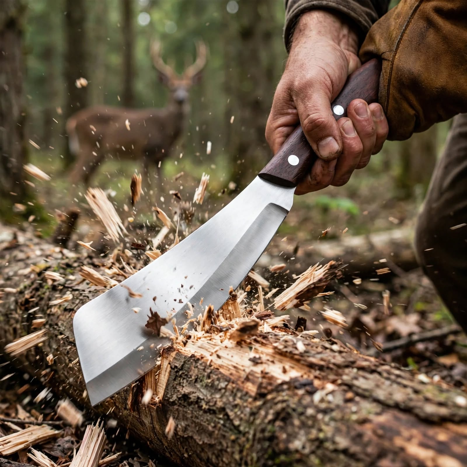 Premium Hand Forged Kitchen Cleaver Knife – High Carbon Steel Sharp Butcher Knife with Wooden Handle