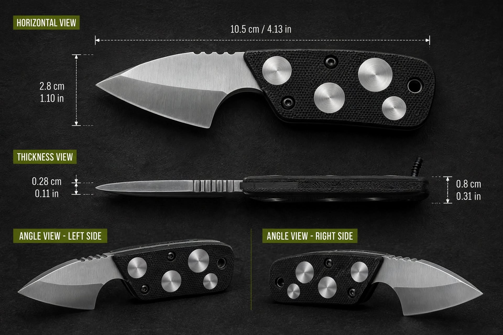 Bisonberg l  Refurbished Fixed Blade  Mini Tanto EDC  Knife  | Outdoor Camping & Survival Knife