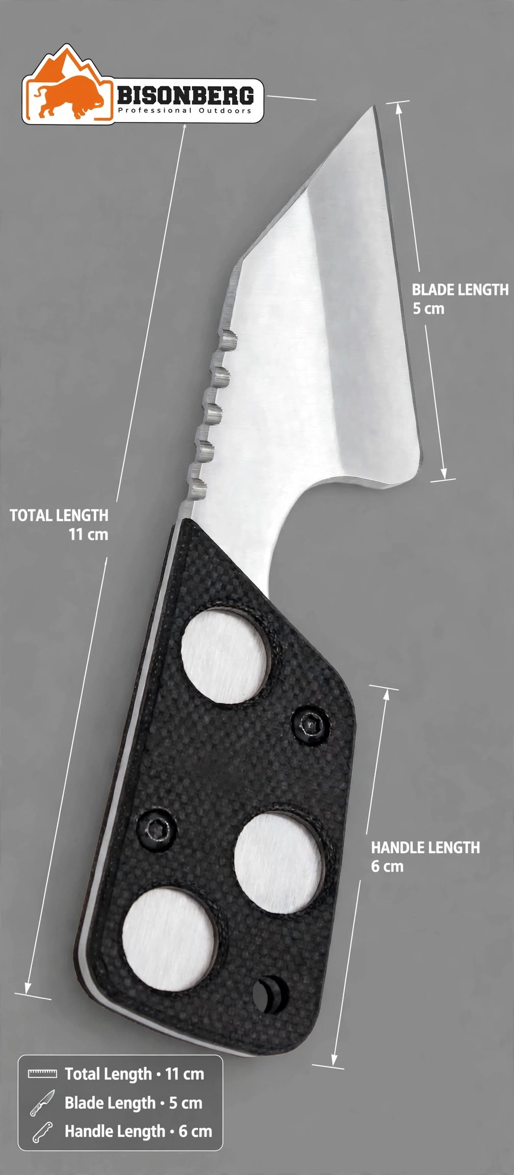 Bisonberg l  Refurbished Fixed Blade  Mini Tanto EDC  Knife  | Outdoor Camping & Survival Knife