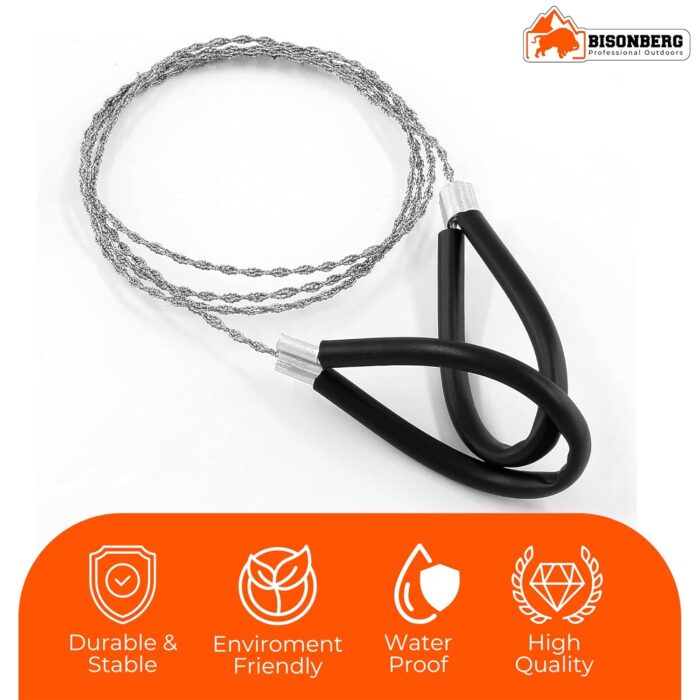 Bisonberg Tree Cutter wire Outdoor Emergency Survival trees cutter String Rope, Cable Chain Saw for Wood, Tree Limbs, PVC Pipe Cutting Tool - stainless steel Wire(1pcs) - Image 4