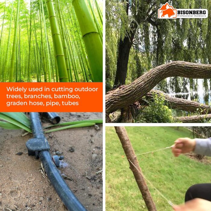 Bisonberg Tree Cutter wire Outdoor Emergency Survival trees cutter String Rope, Cable Chain Saw for Wood, Tree Limbs, PVC Pipe Cutting Tool - stainless steel Wire(1pcs) - Image 3