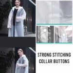 Rain Coat For Men & Women Universal Raincoat Knee Length waterproof hooded translucent eva Multicolour XL - Image 4