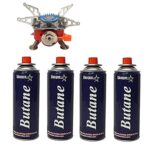 Ultra-Light Folding Camping Butane Gas Stove Burner with 4 Butane Cartridge