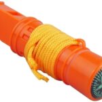 Emergency Survival Whistle Set - 5-in-1 Safety Kit with Compass, Flint, Waterproof Storage - Essential Outdoor Gear for Camping, Hiking, and Adventures (Orange)