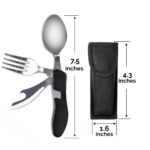 Camping Utensils, Portable Stainless Steel Spoon, Fork, Knife & Bottle Opener Combo Set - Travel, Backpacking Cutlery Multitool, Orange - Image 4