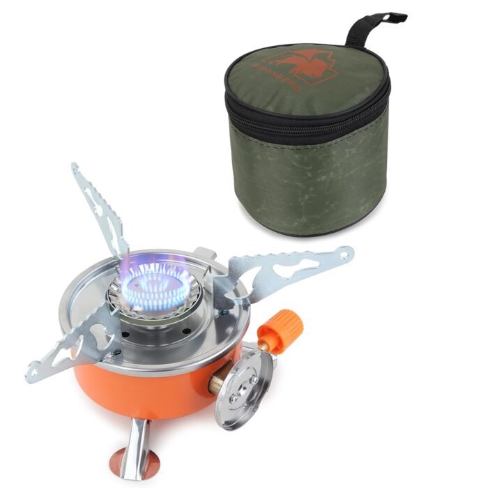 Camping Gas Stove Lightweight Folding Furnace Outdoor Metal Camping Stove For Picnic Cooking Gas Burners Folding Stove With Storage Bag - Stainless Steel A5 - Image 1