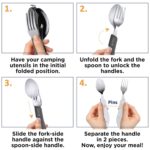 Camping Utensils, Portable Stainless Steel Spoon, Fork, Knife & Bottle Opener Combo Set - Travel, Backpacking Cutlery Multitool, Orange - Image 6