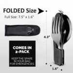 Camping Utensils, Portable Stainless Steel Spoon, Fork, Knife & Bottle Opener Combo Set - Travel, Backpacking Cutlery Multitool, Orange - Image 7