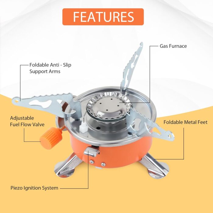 Camping Gas Stove Lightweight Folding Furnace Outdoor Metal Camping Stove For Picnic Cooking Gas Burners Folding Stove With Storage Bag - Stainless Steel A5 - Image 5