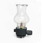 BisonBerg Vintage-Style Gas Camping Lantern – Adjustable Flame Lamp for Outdoor Use with Glass Globe and Refill Valve