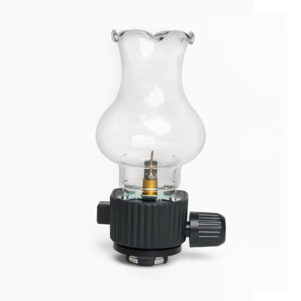 BisonBerg Vintage-Style Gas Camping Lantern – Adjustable Flame Lamp for Outdoor Use with Glass Globe and Refill Valve
