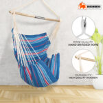 Bisonberg Premium Cotton Hammock Swing Chair for Indoor & Outdoor – Blue Striped Design - Image 2