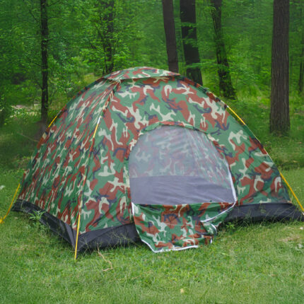Bisonberg Camouflage Camping Tent for 2-3 Person | Waterproof Portable Dome Tent for Outdoor, Hiking, Trekking, and Travel | Easy Setup with Carry Bag