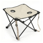 Foldable Camping Stool with Cup Holders – Portable Outdoor Seat