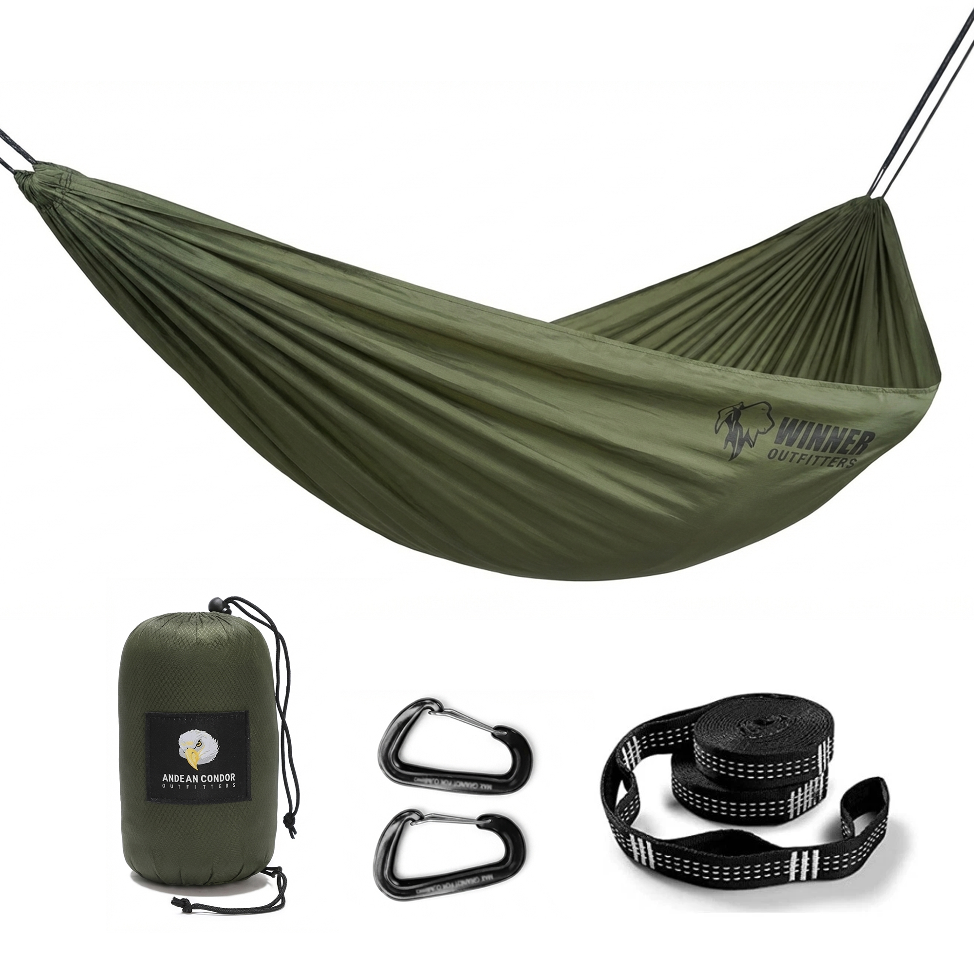 1 Outdoor Camping Hammock with Straps & Carabiners – Portable Lightweight Hammock - Image 1