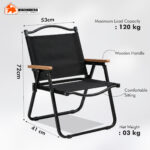 Foldable Camping Chair – Portable Outdoor Chair with Wooden Armrests - Image 2