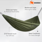 Outdoor Camping Hammock with Straps & Carabiners – Portable Lightweight Hammock - Image 2