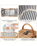 Handwoven Wicker Picnic Basket with Lid & Carry Handle | Rustic Storage & Outdoor Camping Basket - Image 7