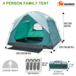 Bisonberg 4 Person Family Camping Tent | Waterproof 1500mm | Breathable Dome Tent with Rainfly & Fiberglass Poles - Image 5