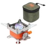 BISONBERG Camping Gas Stove Lightweight Folding Furnace Outdoor Metal Camping Stove For Picnic Cooking Gas Burners Folding Stove With Storage Bag - Stainless Steel A4
