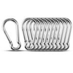 Small Carabiner Clip Hooks, 10pcs 1.57 inch Carabiners Heavy Duty, 304 Stainless Steel Spring Snap Hook Fits Camping Hiking, Metal Clips for Rope Chain Keychain Keys Rings