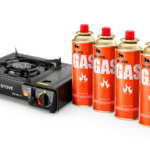 Portable Camping Gas Stove with 4 Cassette Gas Canisters | Butane Portable Stove for Outdoor Cooking