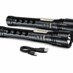 Pack of 2 Rechargeable LED Flashlights with USB Type-C Cable – Dual Light Tactical Torch